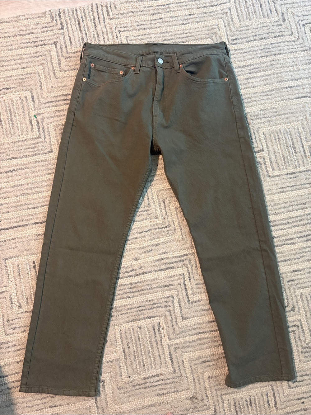 Levi's Olive Green 505 Straight Jeans 34X29